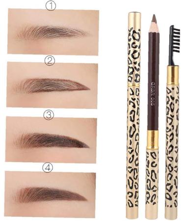 1pc Waterproof Eyebrow Pencil Double Sided Eyebrow Pencil With Brush Leopard Eyebrow Pen Smudge-proof Eye Makeup Comestic For Girl (3 Dark Brown) - Buy Online on GoSupps.com
