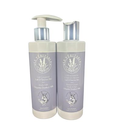 LE V RITABLE The True Androgyne with Organic Donkey Milk Fragrance-Free Body Care Duo Body Lotion and Shower Gel for Body and Hair 200 ml Each