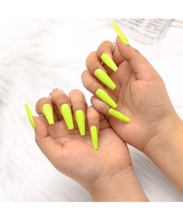 Sethain Glossy Coffin False Nails Blue Ballerina Fake Nails Long Full Cover Pure Press on Nail for Women and Girls (Yellow) - Buy Online on GoSupps.com