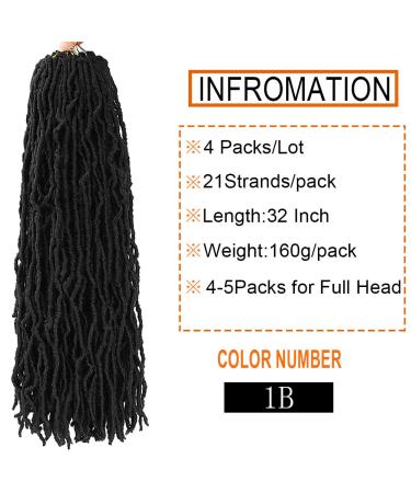 32 Inch Soft Locs Crochet Hair | Andromeda Natural Black | 21 Strands | 4 Packs | 160g | Faux Locs Crochet Braids - Synthetic Wavy Goddess Locs African Roots Braiding Hair Extensions for Black Women - Buy Online on GoSupps.com