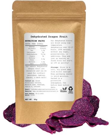 Dried Dehydrated Dragon Fruit Slices - 60g | 100% Natural | for Cocktails, Smoothies, Cakes & Snacks | Drink Botanicals Ireland - Buy Online on GoSupps.com