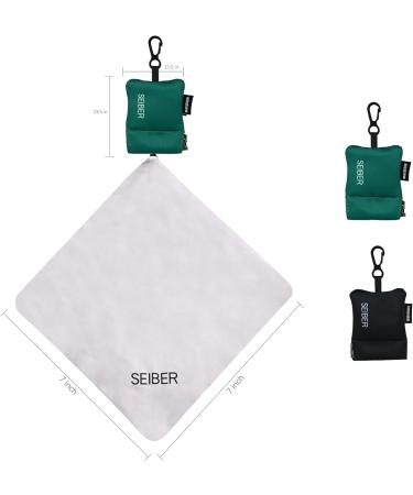 SEIBER Eyeglass Cleaning Microfiber Cloth (2PCS) 7x7" Glasses Cleaner with Neoprene Pouch for Sunglasses Laptops Cameras and Screens Black & Dark Green - Buy Online on GoSupps.com