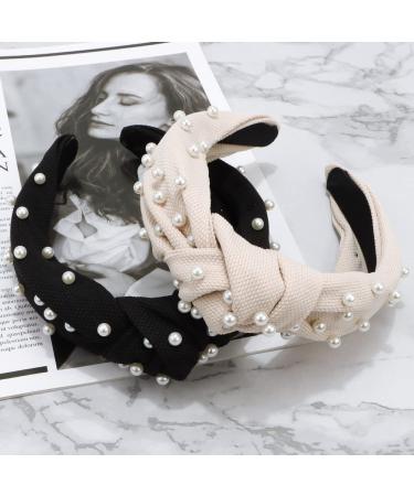 2 Pcs Atoden Pearl Knotted Headbands for Women - Stylish Beaded Hair Accessory - Buy Online on GoSupps.com