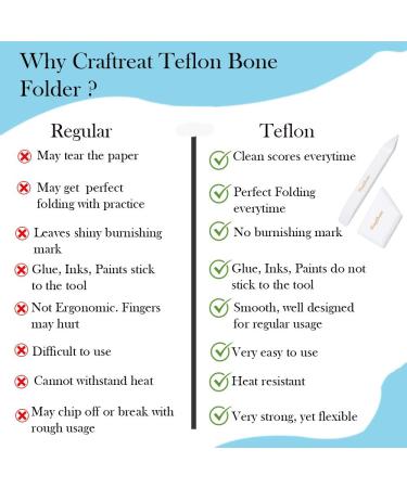 CrafTreat Teflon Bone Folder and Scoring Tool Set for Paper Crafting - Large & Ergo Square - Perfect for Origami, Bookbinding, and Leather Burnishing - Non Stick Ergonomic Design - Buy Online on GoSupps.com
