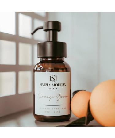Simply Modern Scents Orange Grove Foaming Hand Soap Amber Glass Bottle with Pump Dispenser 8 Fl Oz Organic Ingredients Moisturizing Unisex