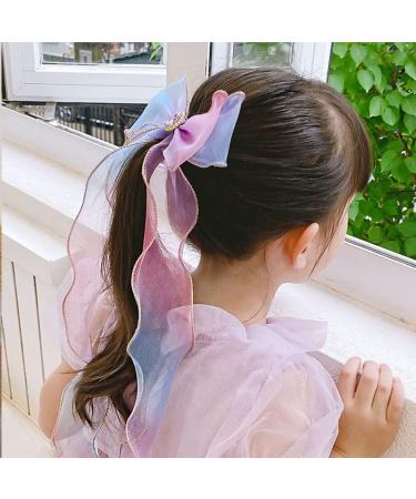 Hair Clips Cute colorful chiffon bow ribbon hairpin sweet hair accessories headband hairpin Blue Hair Clips (Size : 4) - Buy Online on GoSupps.com