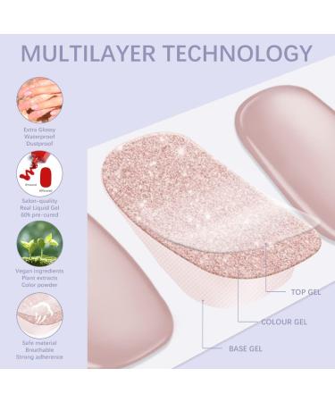 Salon-Quality Pink Gradient Gel Nail Strips 36PCS | Long Lasting & Easy to Apply | Works with UV Nail Lamps | Includes Prep Pads, Nail File & Wooden Stick - Buy Online on GoSupps.com