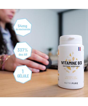 Nutripure | Vitamine B3 Niacinamide 54 mg | Haute Biodisponibilit Sans Flush | nergie Syst me Nerveux Peau & Muqueuses | Vegan Sans Gluten Sans OGM | 90 G lules (3 Mois) | Fabriqu en France - Buy Online on GoSupps.com