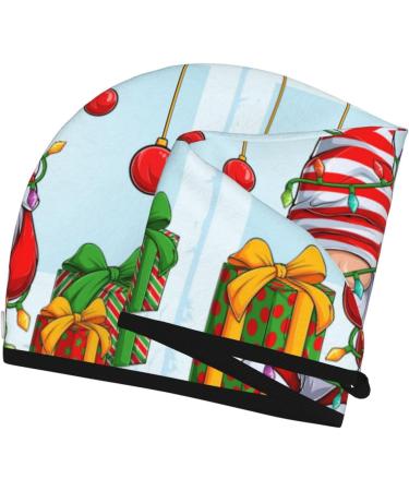 Hair Towel Wrap - Quick Dry Towel Turban for Hair | Funny Christmas Gnome Design - Buy Online on GoSupps.com