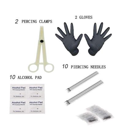 Jconly 46Pcs Ear Nose Lip Piercing Kit - 20G 18G Colorful 316L Steel Needles & Clamps - Buy Online on GoSupps.com