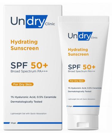 Hydrating Sunscreen for Dry Skin Lightweight Photostable Sunscreen SPF 50 Broad Spectrum Sun Screen Protector SPF 50 Sunscreen Sun Cream with HA & Ceramide (50gm/1.7 Oz)