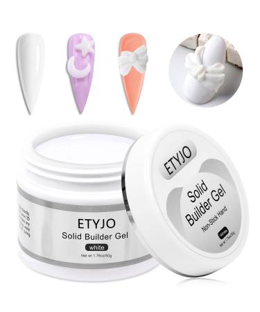 Etyjo builder gel-50g large capacity white solid builder gel for nails non-stick hand nail extension gel nail art hard gel for nails 3d carving gel for nail art salon uv home diy
