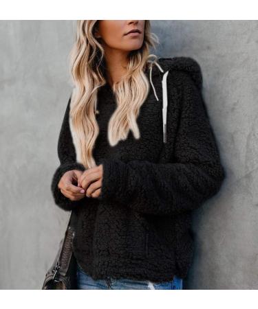 Bigfanshu Women's Sweaters Casual Fleece Long Sleeve Pullover Blouse Shirts Sweatshirt Black - Buy Online on GoSupps.com