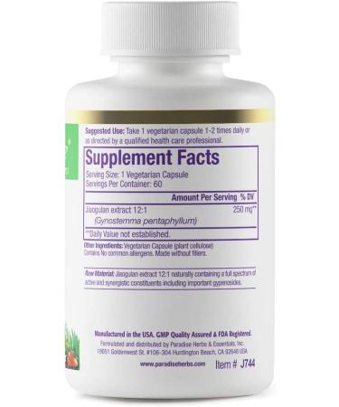 Paradise Herbs Jiaogulan - 60 Vegetarian Capsules | Herbal Supplement for Wellness - Buy Online on GoSupps.com