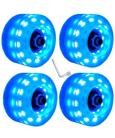 Nezylaf 4 Pack 32 x 58 mm 78A Light up Roller Skate Wheels, Luminous Skate Wheels with Bearings Installed for Indoor or Outdoor Double Row Skating and Skateboard Accessories 32 x 58 mm 78A 6LED-Blue