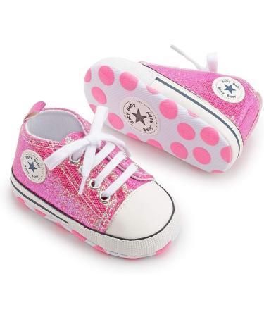 BAIELey High Top Baby Sneakers - Pink, 6-12 Months | Bling Sequins Soft Sole Infant Shoes - Buy Online on GoSupps.com