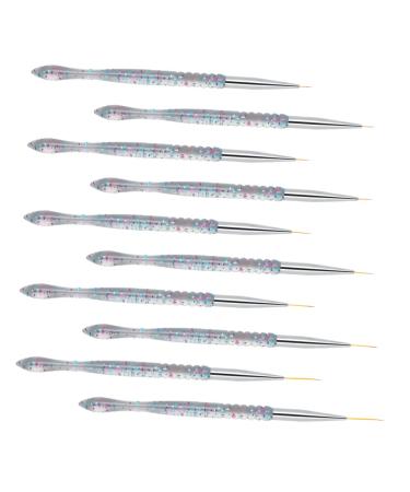 Mikinona 2sets Nail Art Drawing Pen Manicure Tools Professional Nail Art Supply Eyeliner Pens Nails Kit Wire Pulling Tools Nails Gel Transparent Handle Brush Sequins