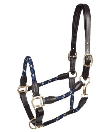 PFIFF 102551 Leather halter 'Lina' blue-beige Full Full Blue-Beige