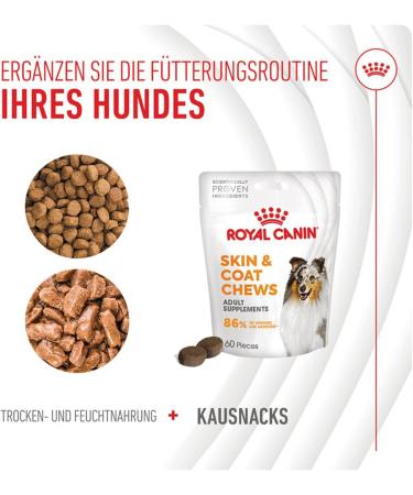 Royal Canin Skin Coat Chews | Double Pack | 2 x 240 g | Snacks for Adults Dogs of All Sizes & Breeds | In Resealable Bag | Developing with Veterinarians | With Poultry Protein - Buy Online on GoSupps.com