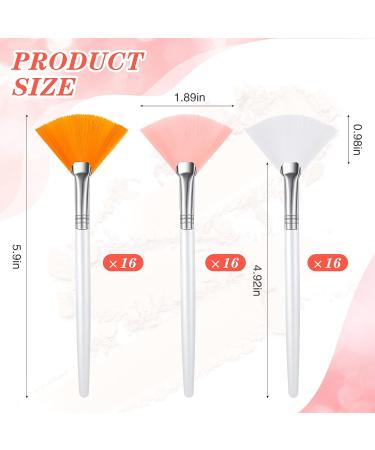 48 Pcs Fan Brushes Facial Applicator Kit | Multi-Use Makeup and Face Mask Brush Set for Women, Girls, Estheticians | Soft Peel Brush for Spa, Acid Mud, Cream Masques | Cleansing Tools - Pink, White, Yellow - Buy Online on GoSupps.com