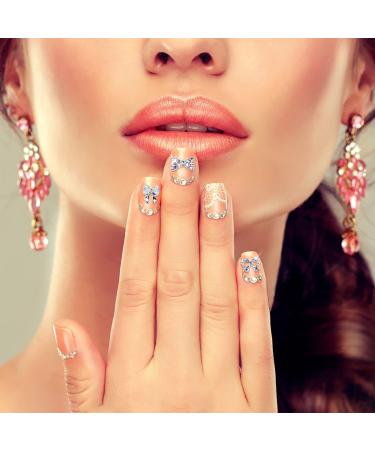 JERCLITY 33 Pcs Silver Alloy Bow Nail Charms - Iridescent Rhinestone & Pearl Nail Art Studs for Women & Girls - Buy Online on GoSupps.com
