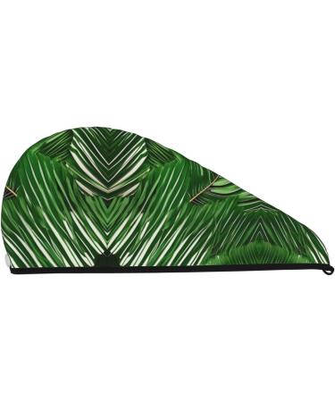 Buy Lush Green Palm Leaves Coral Velvet Dry Hair Cap Anti-Frizz Perfect for Curly & Thick Hair | International Shipping Available - Buy Online on GoSupps.com
