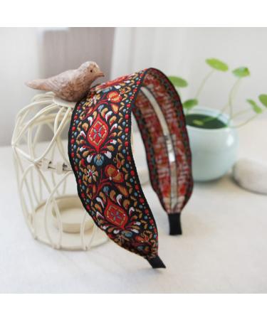 Onsoyours Vintage Flower Embroidered Hair Band - Boho Fabric Headband for Women | Sweet Hair Wrap Accessory - Buy Online on GoSupps.com