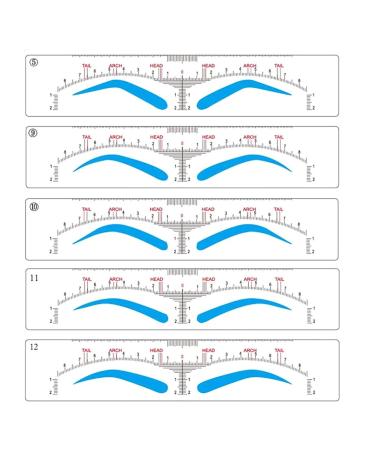 CHOOSE-IT Brow Stamp Tool Eyebrow Stencils Microblading Ruler Sticker 5 Different Shapes Microblading Supplies Disposable Adhesive Eyebrow Template Permanent Makeup Measure Tool 50Pcs(5 Shapes)