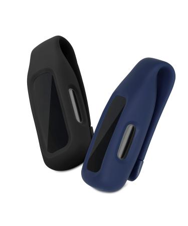 kwmobile 2X Clip Holders Compatible with Fitbit Inspire 3 / Inspire 2 / Ace 3 - Clip-On Holder Replacement Set - Black/Dark Blue black / dark blue
