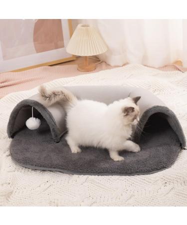 Jodimitty Cat Tunnel Bed Grey Plush Cat Tunnels for Indoor Cats Cat Play Mat with Hanging Ball Toy Pet Tunnel Gift for Cat Bunny (76x53x17cm) M (76x53x17cm) Grey - Buy Online on GoSupps.com
