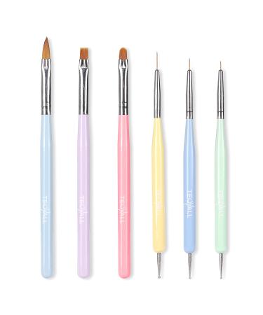 Nail Art Brushes, TEOYALL Nail Design Painting Brushes Builder Gel Brush Nail Dotting Tools Nail Fine Liner Brushes