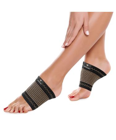 Copper Edge Copper Arch Relief Plus Support for Plantar Fasciitis. 2 Half Socks/Sleeve Compression Brace for Women and Men. Orthotics Feet Pain Aid Fit for Flat/High/Fallen Arches, Foot Care (Copper) 01. Copper