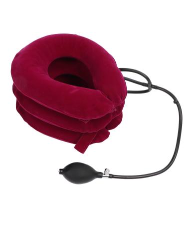 Neck traction device cervical traction device cervical neck 1 neck tension pain relief device pain relief soft inflatable naked naked collar for older people rose red inflatable adjustable nacke