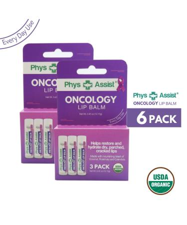 PhysAssist Oncology Lip Balm USDA Organic Hydrate Dry Parched Lips. Moisturizing -6 Pack - Buy Online on GoSupps.com