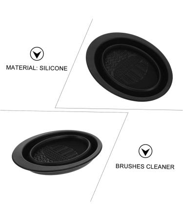 IWOWHERO Cleanser of makeup brush makeup brush scrubber mat foundation brush cleaner pad silicone brush cleaning mat Makeup Brush Cleaning Pad brush scrubber holder foldable bowl Silica gel - Buy Online on GoSupps.com