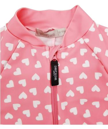 weVSwe Baby Toddler Boy Swimsuit | UPF 50+ Sun Protection | Rash Guard Swimwear with Crotch Zipper | 0-3 Years | Pink Hearts - Buy Online on GoSupps.com