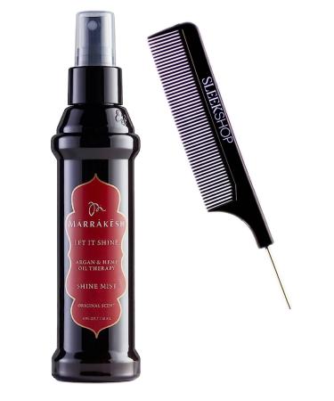Moisturize Hair Comb + Marrakesh Argan Oil Therapy Hairspray Shine Mist Spray Vegan Cruelty Free 4 oz Let It Shine - Shine Mist (4 oz)