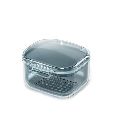Box for denture cleaning set for prostheses portable prostheses storage box prostheses container with basket prostheses holder for invisible braces mouth protection and aligner blue