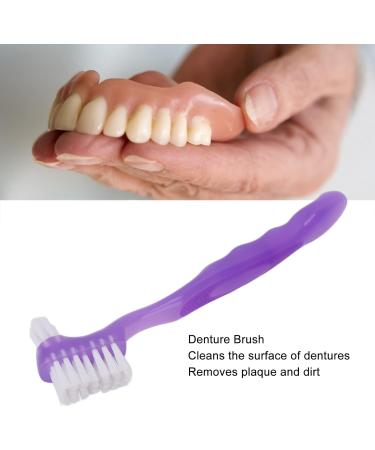 False Teeth Brush Plaque Removal Denture Toothbrush Double Sided Ergonomic Portable Soft Hair for Home Travel for Elderly(Purple) - Buy Online on GoSupps.com