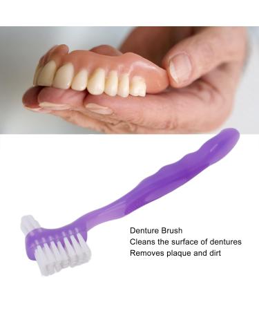 Denture Brush Dual Head Toothbrush - Effective Hard Brush for False Teeth & Denture Care | International Shipping Available - Buy Online on GoSupps.com
