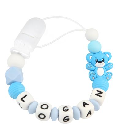 Kowlone pacifier chain with names boy girls silicone beigon pub