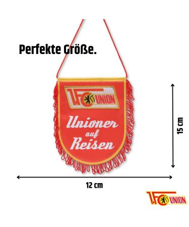 FC Union Berlin Pennant Flag - 12x15 cm Suction Cup Car Wimpel in Club Colors | Double-Sided Supporter Flag for Fans - Buy Online on GoSupps.com