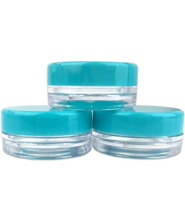 150 Clear 3G/3ML Round Jars with Teal Blue Lids Perfect for Scrubs Oils Creams & More | BPA Free | International Shipping Available - Buy Online on GoSupps.com