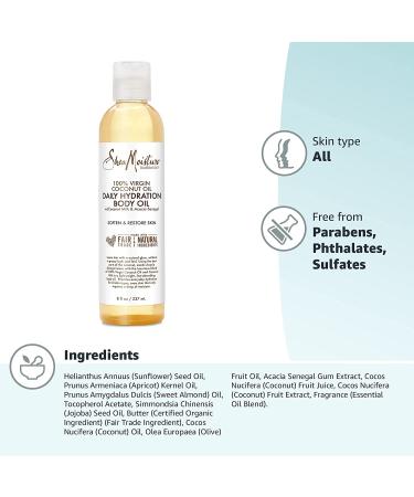 SheaMoisture Daily Hydration Body Oil - Virgin Coconut Oil & Shea Butter - 12 Fl Oz (Pack of 2) - Buy Online on GoSupps.com