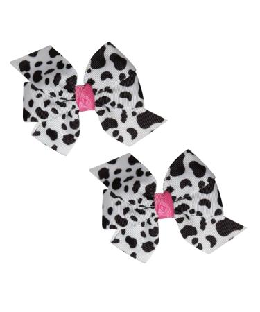 WD2U Baby Girls 2 Pc Farm Girl Pink Holstein Moo Cow Hair Bows Alligator Clips