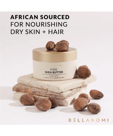 Bellanomi 100% Pure African Raw Shea Butter for Hair & Skin Organic Formula Unscented Moisturizing Body Butter for Dry Skin Hair and Nails (3.4 oz) - Buy Online on GoSupps.com