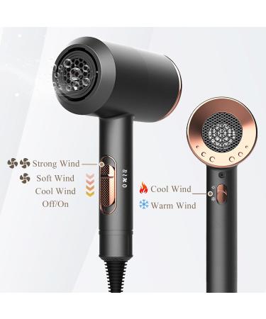 2000W Ionic Hair Dryer with Diffuser - Professional Fast Drying Blow Dryer for Women - 2 Speed 3 Heat Settings - Cool Shot Button - Travel Hairdryer (Black) - Buy Online on GoSupps.com