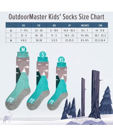 OutdoorMaster Kids Merino Wool Ski Socks - Woodland Green, 2 Pack, Small - Buy Online on GoSupps.com