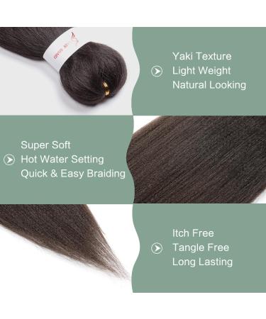 Easy Braid 32 Inch Pre-Stretched Braiding Hair Extensions - 6 Packs Yaki Textured Crochet Synthetic Hair for Hot Water Setting (4#) - Buy Online on GoSupps.com