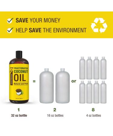 Organic Fractionated Coconut Oil 32 fl oz - Non-GMO, 100% Natural Massage & Carrier Oil for Skin, Hair & Aromatherapy - Lightweight & Pure - Essential Oil Base - 1 Pack - Buy Online on GoSupps.com